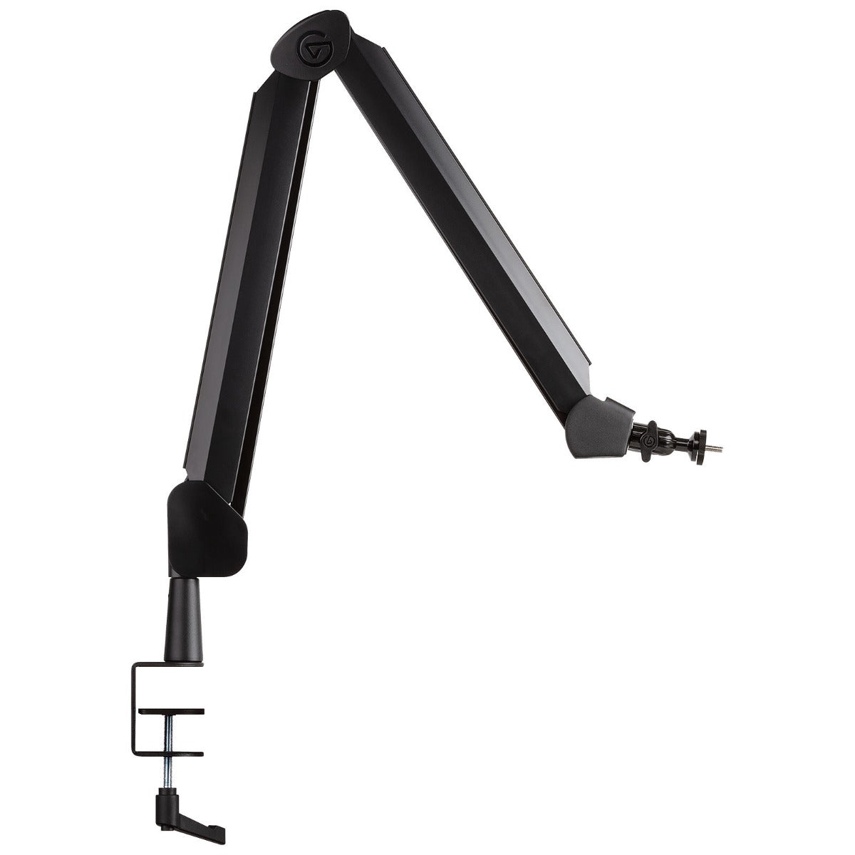 Elgato Wave Mic Arm for broadcast microphones, featuring adjustable arms and sleek black design for studio or streaming setups.
