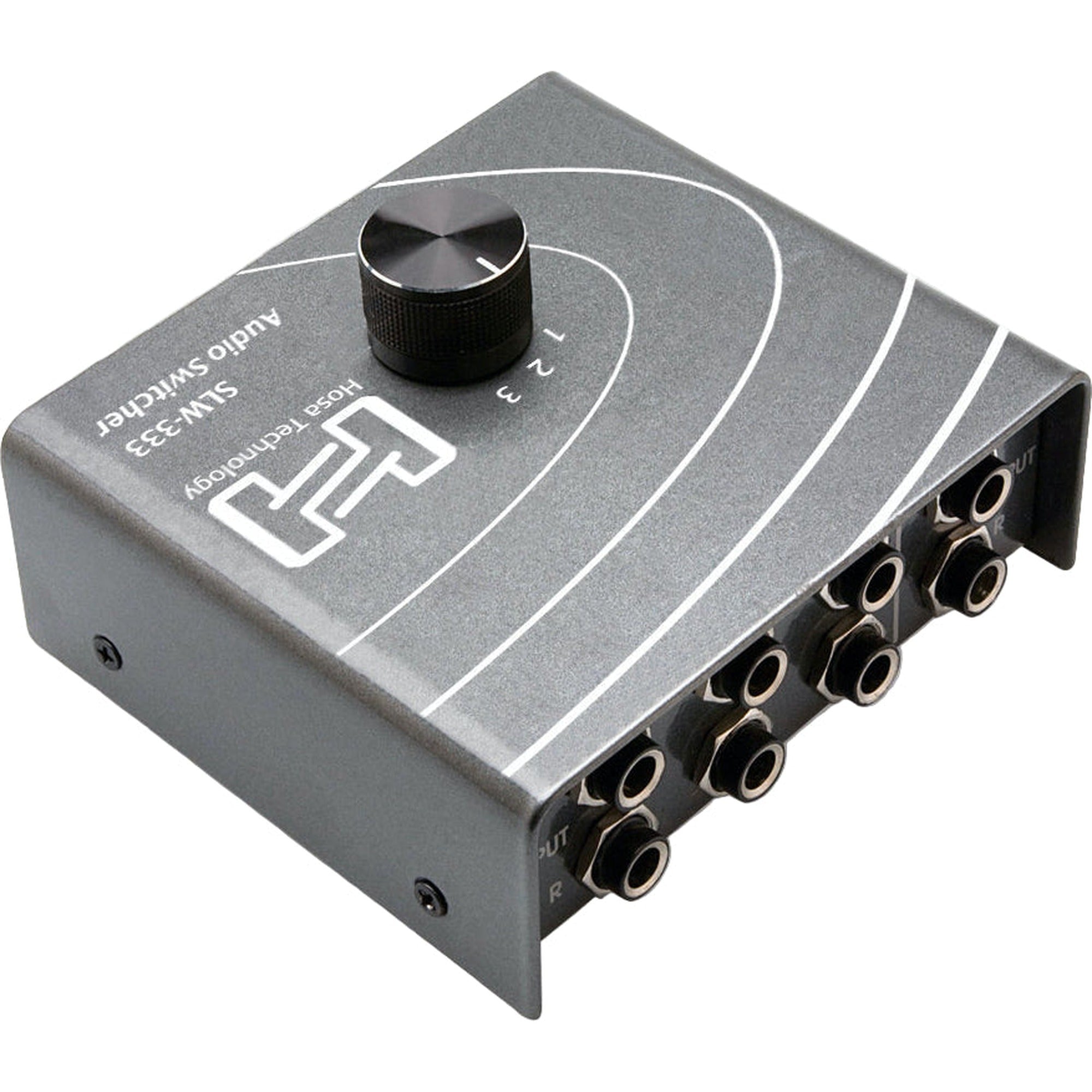 Hosa SLW-333 studio monitor controller with multiple input and output options, featuring a sleek black design.