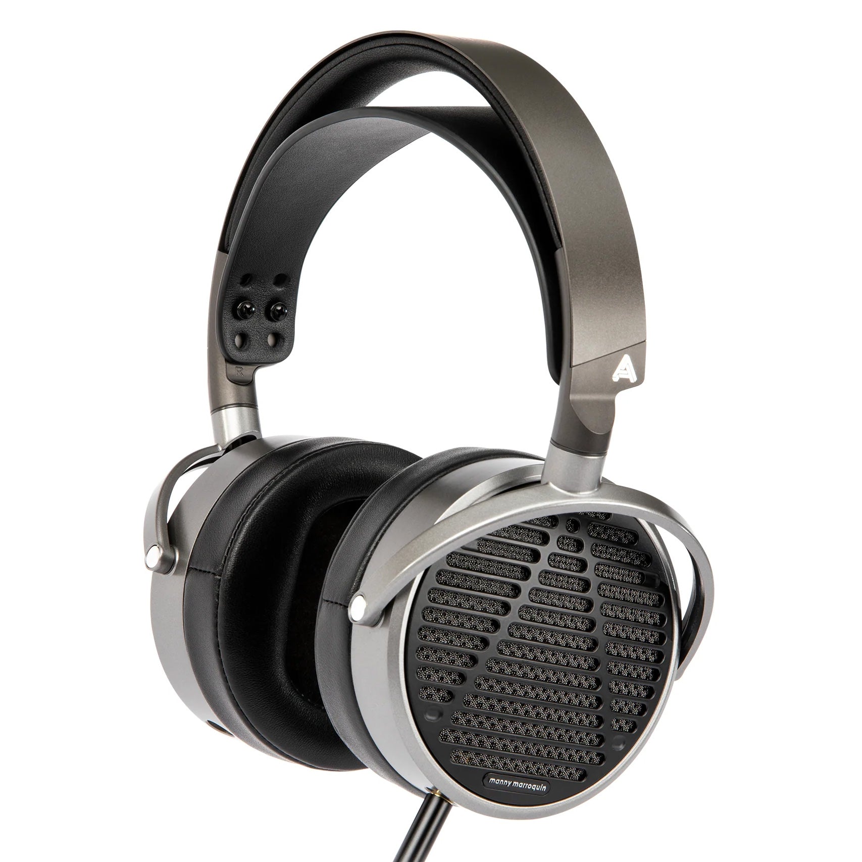 Audeze MM-100 studio headphones with large over-ear design, black ear cups, and adjustable headband for professional audio mixing.