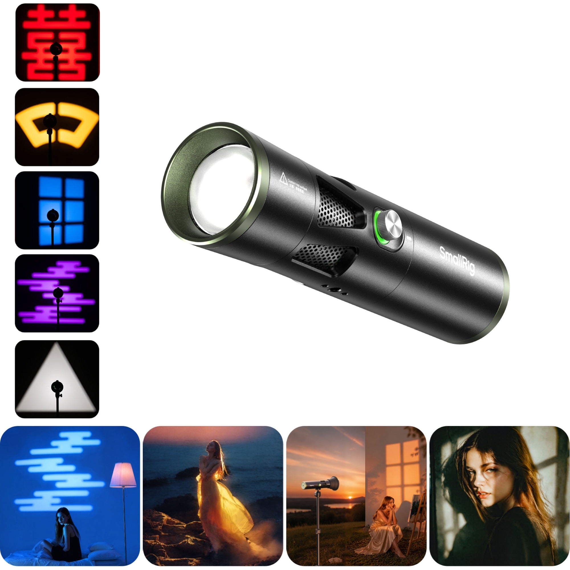 SmallRig RF 20C portable focusable LED video light showing white front panel and adjustable brightness controls.