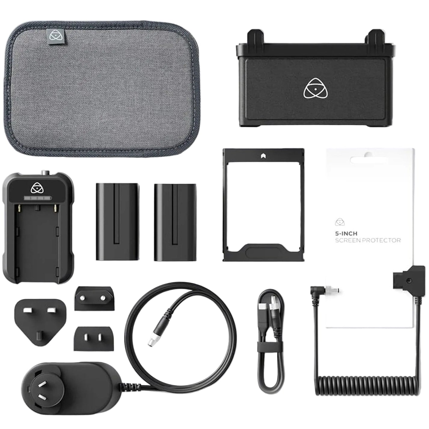 Atomos Accessory Kit for 5-inch Version II video monitors, includes cables and mounting accessories for professional video setup.