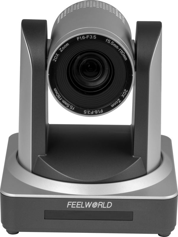 Feelworld PTZ Camera POE20X with SDI and HDMI, featuring 20x optical zoom for professional streaming and video recording.