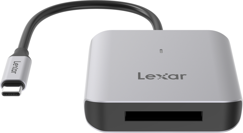 Lexar CFexpress Type B Card Reader LRW510U with USB-A and USB-C ports for fast data transfer and reliable card access.
