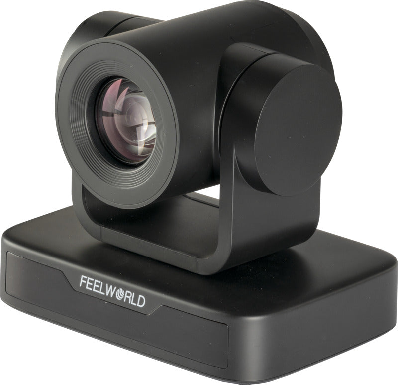 Feelworld USB10X PTZ streaming camera with 10x optical zoom and 1080p resolution, ideal for professional video conferencing.