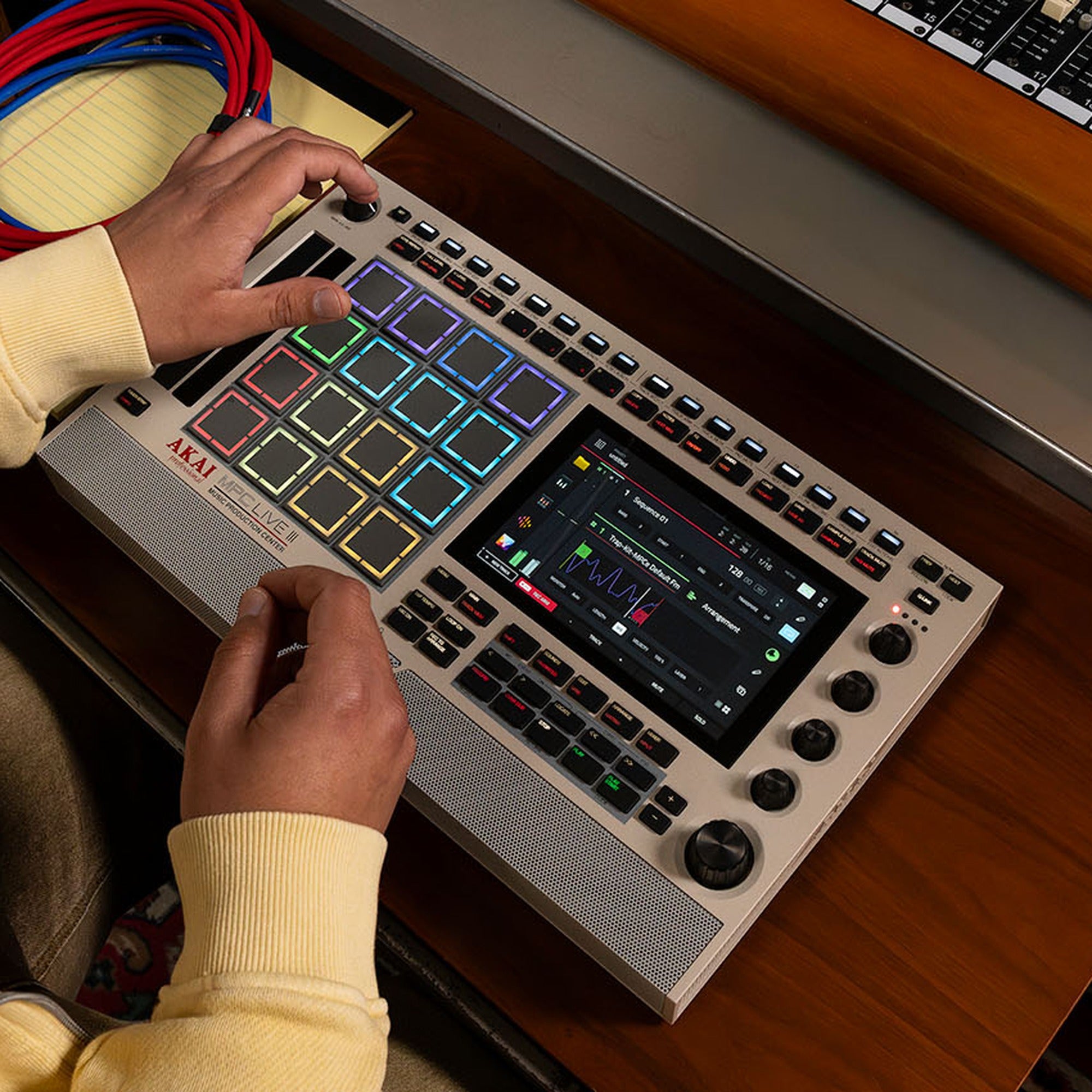 Akai MPC Live III Retro in use on a studio desk