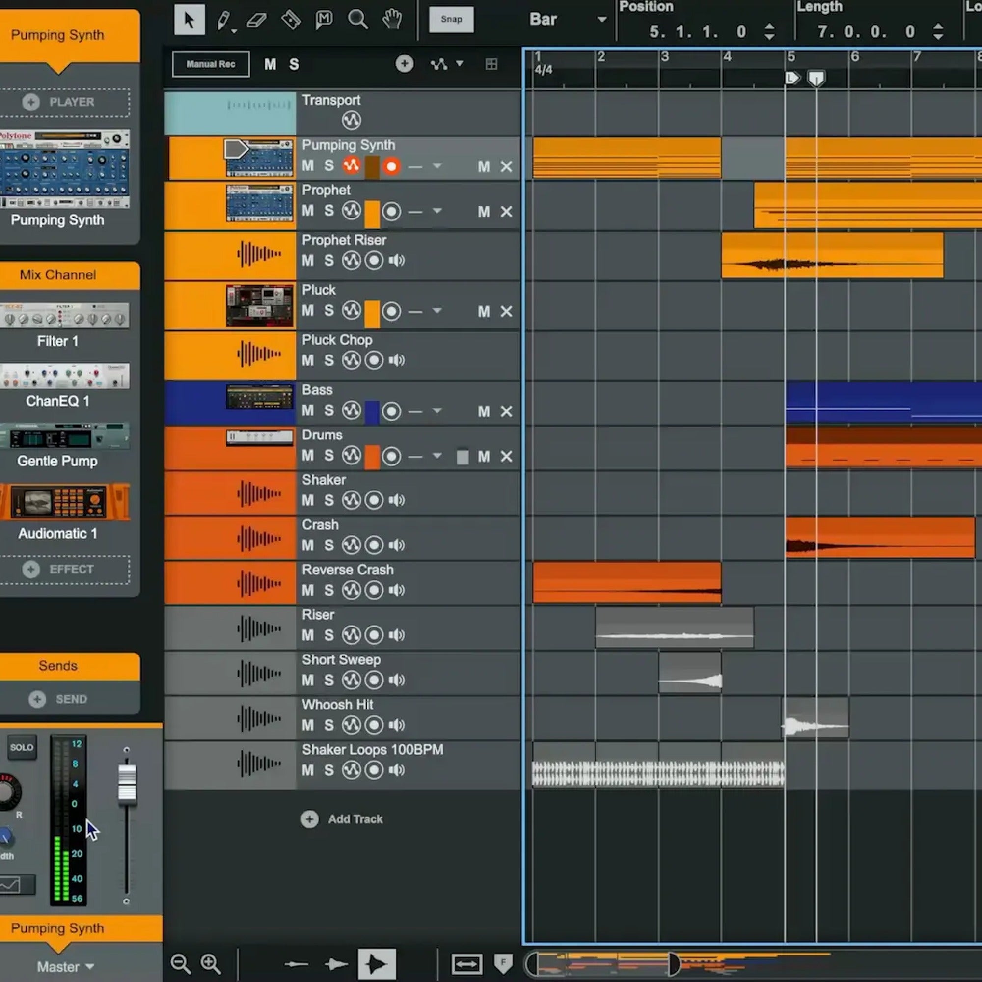Screenshot of Reason Studios Reason 14 music production software interface showing a single track and editing tools.