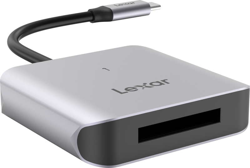 Lexar CFexpress Type B Card Reader LRW510U with USB-A and USB-C ports for fast data transfer and versatile connectivity.