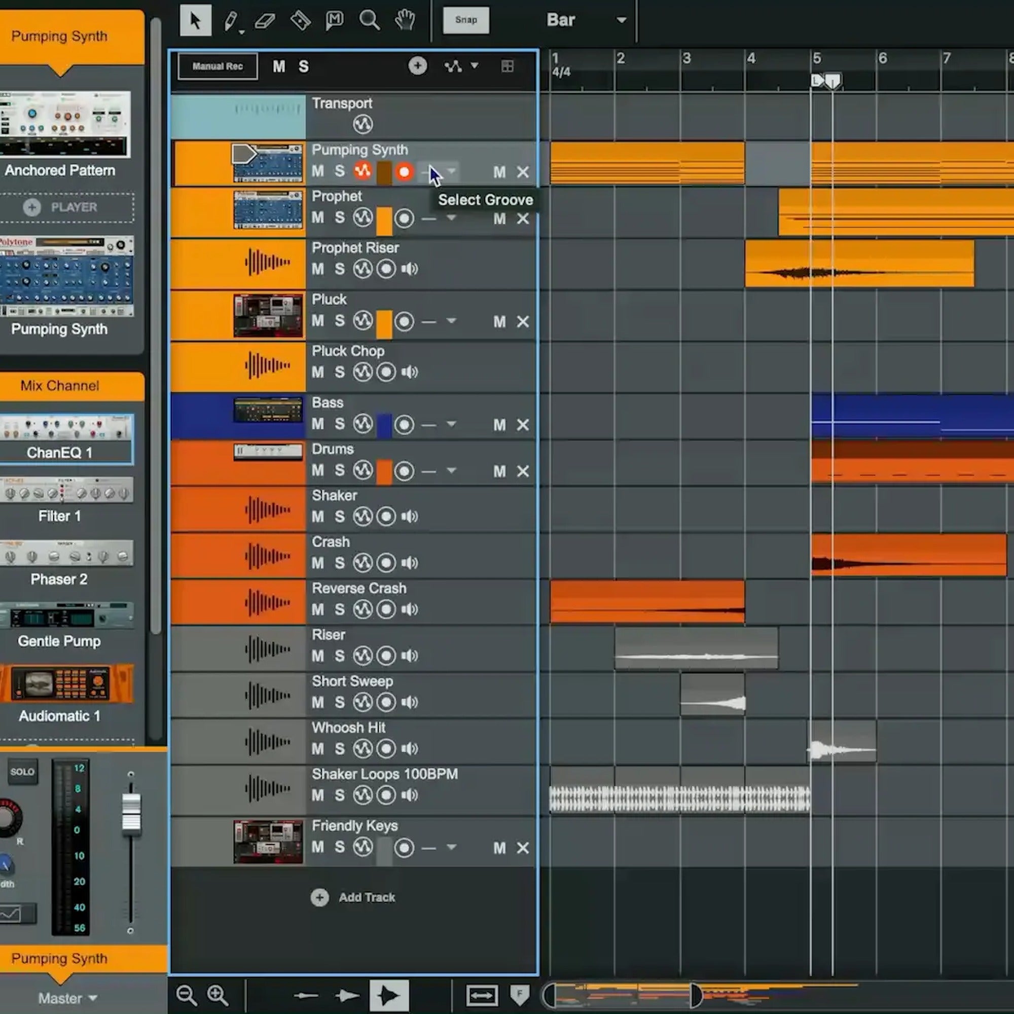 Reason Studios Reason 14 music production software upgrade interface with digital audio workstation and sound editing tools.