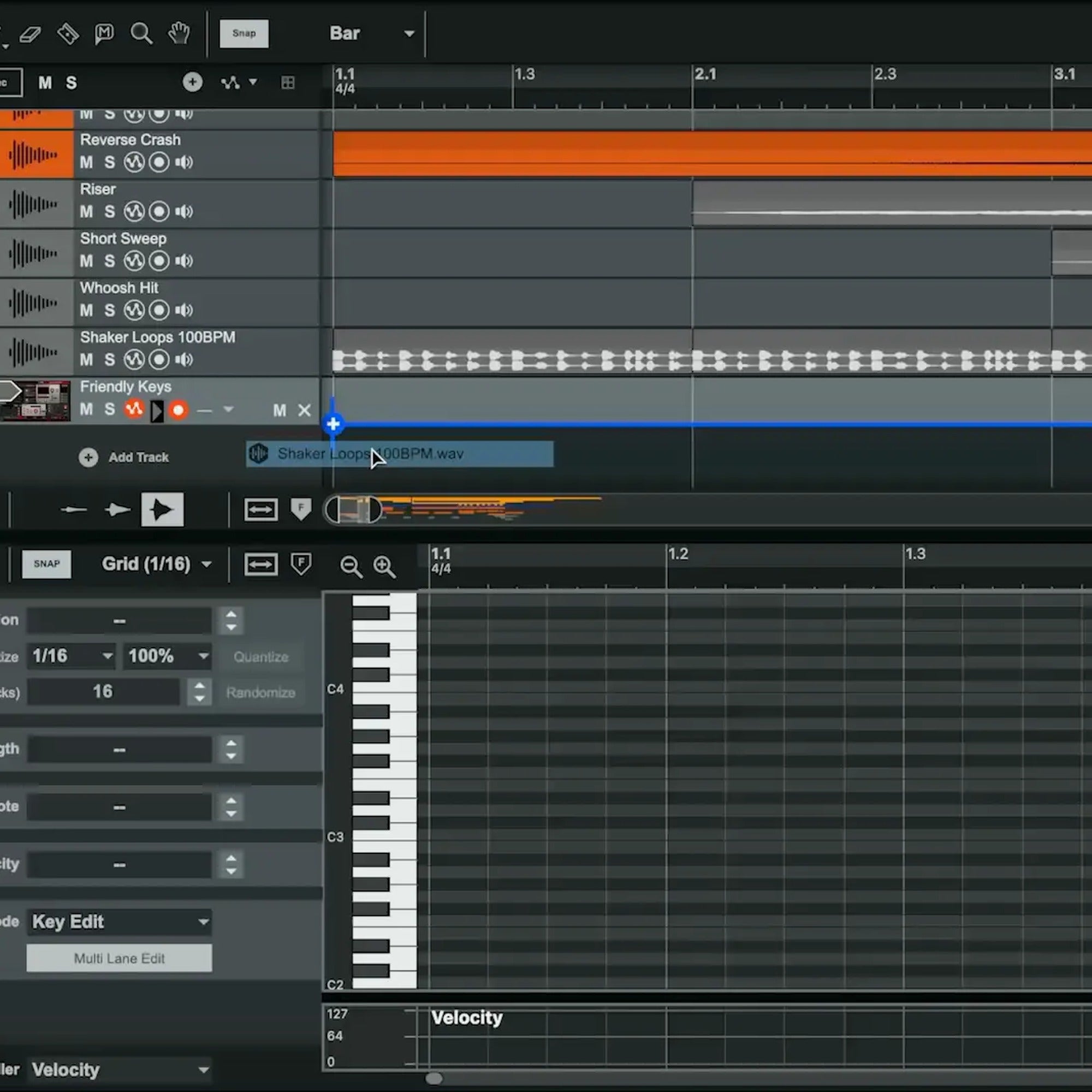 Reason Studios Reason 14 music production software interface with warp drive effects and digital audio tools.