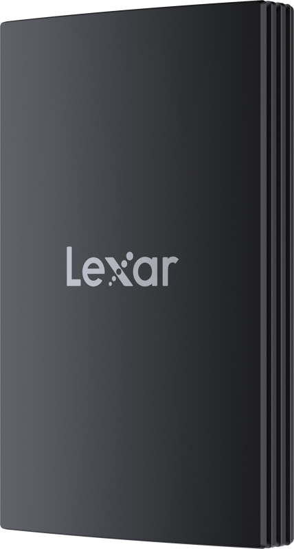 Lexar Armor 700 portable external SSD drive showing rugged black design with USB-C port for fast data transfer.