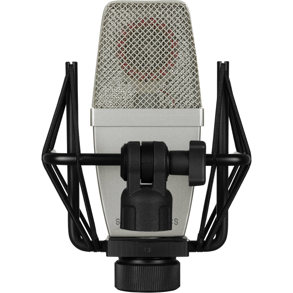 sE Electronics T1 condenser microphone with black finish, detailed close-up showing microphone capsule and build quality