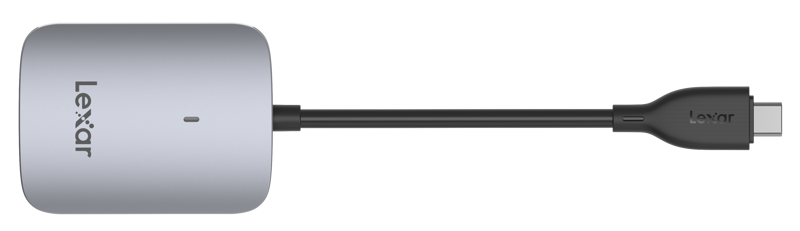 Lexar CFexpress Type A Card Reader LRW515U with USB-A and USB-C ports for fast data transfer and easy media access.