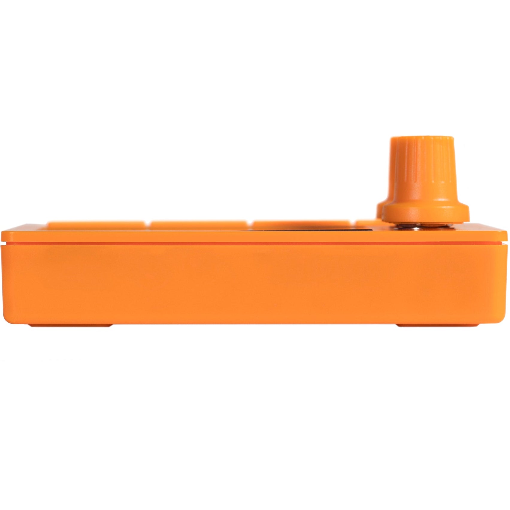 1010music Nanobox Tangerine drum machine and sampler with colorful interface and control knobs, compact electronic music gear.