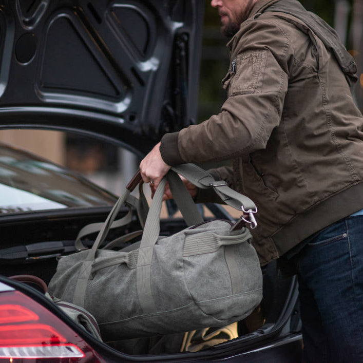 Think Tank Retrospective Duffel for video equipment, showing its spacious design and durable fabric with multiple compartments.