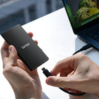 Lexar SL300 portable SSD external drive with sleek design and compact size for fast data storage and transfer.