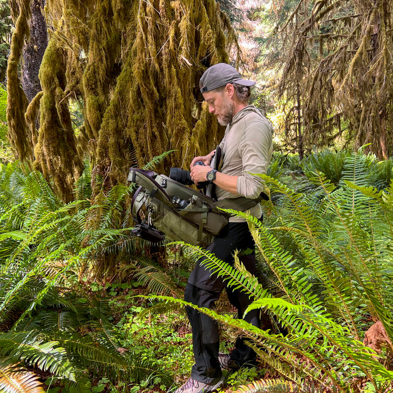 Think Tank Mindshift BackLight video equipment bag with padded compartments and adjustable straps for gear protection.