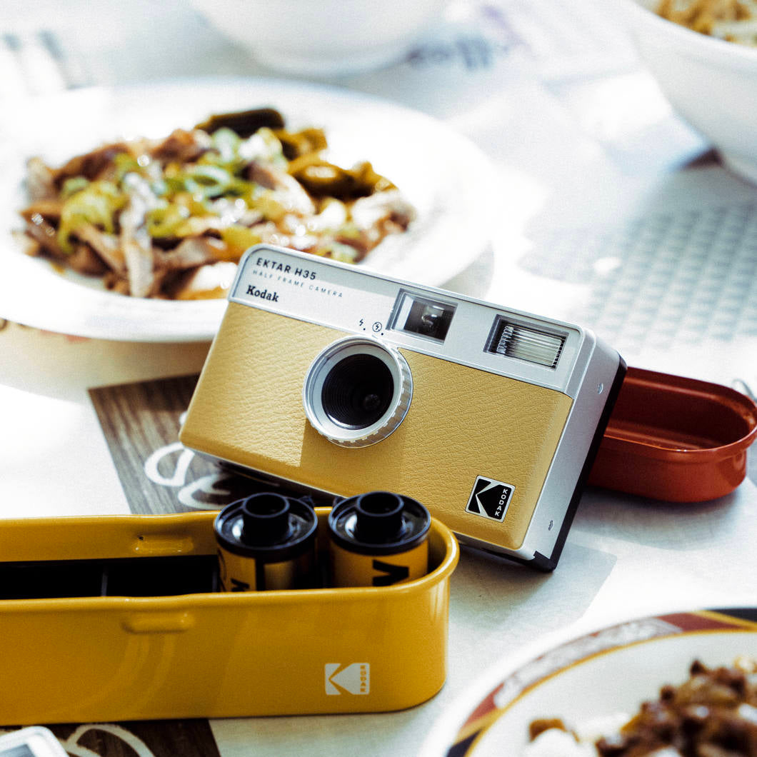 Kodak EKTAR H35 half-frame compact instant camera with vintage design and lens, ready for instant photography.