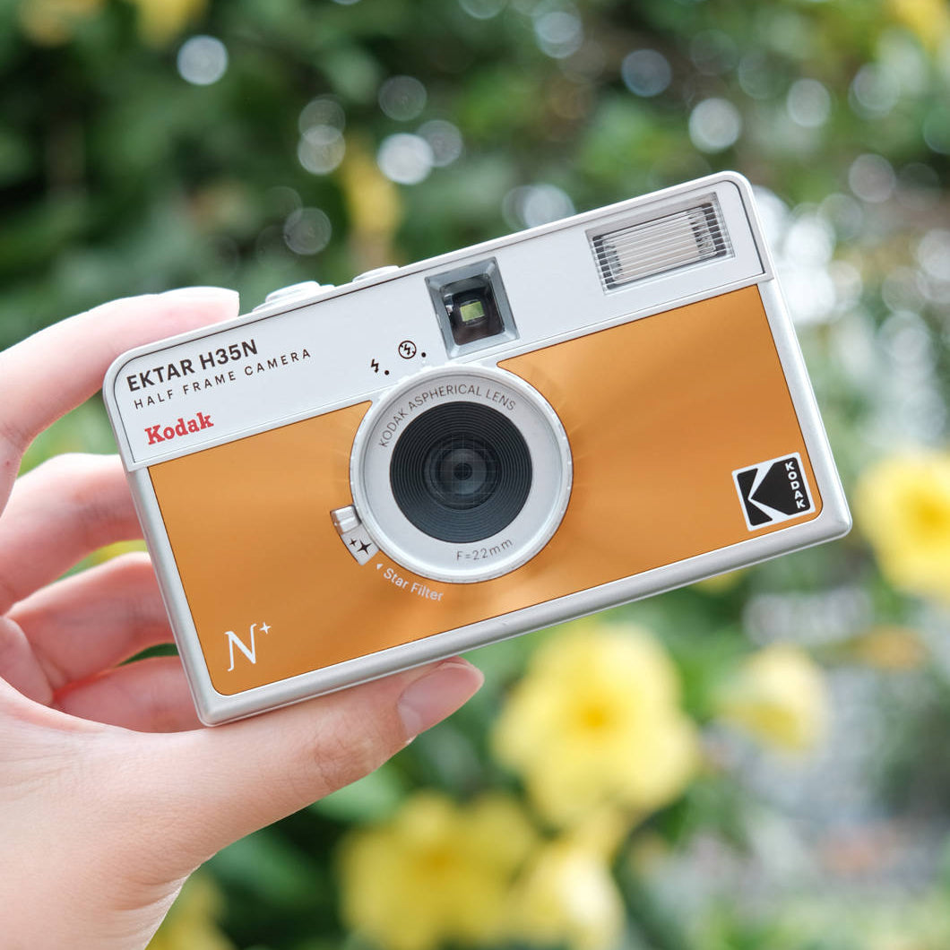 Kodak EKTAR H35N compact instant camera with vintage design and black finish, ready for instant photography.