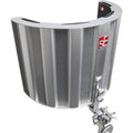 SE Electronics Reflexion Filter Space reflection filter for vocal recording, with foam padding and metal frame on a stand.