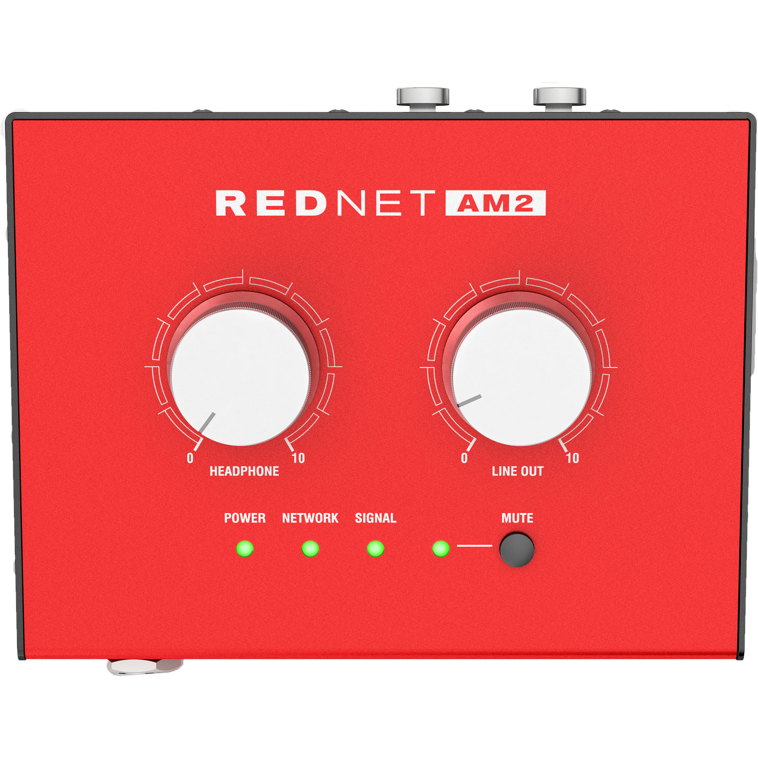 Focusrite RedNet AM2 studio monitor controller with front panel controls and multiple input options for professional audio setup
