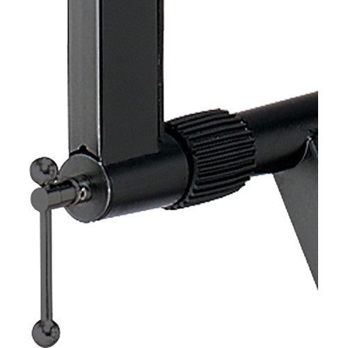 Hercules Stands KS410B keyboard stand holding a digital keyboard, adjustable height and sturdy metal construction.