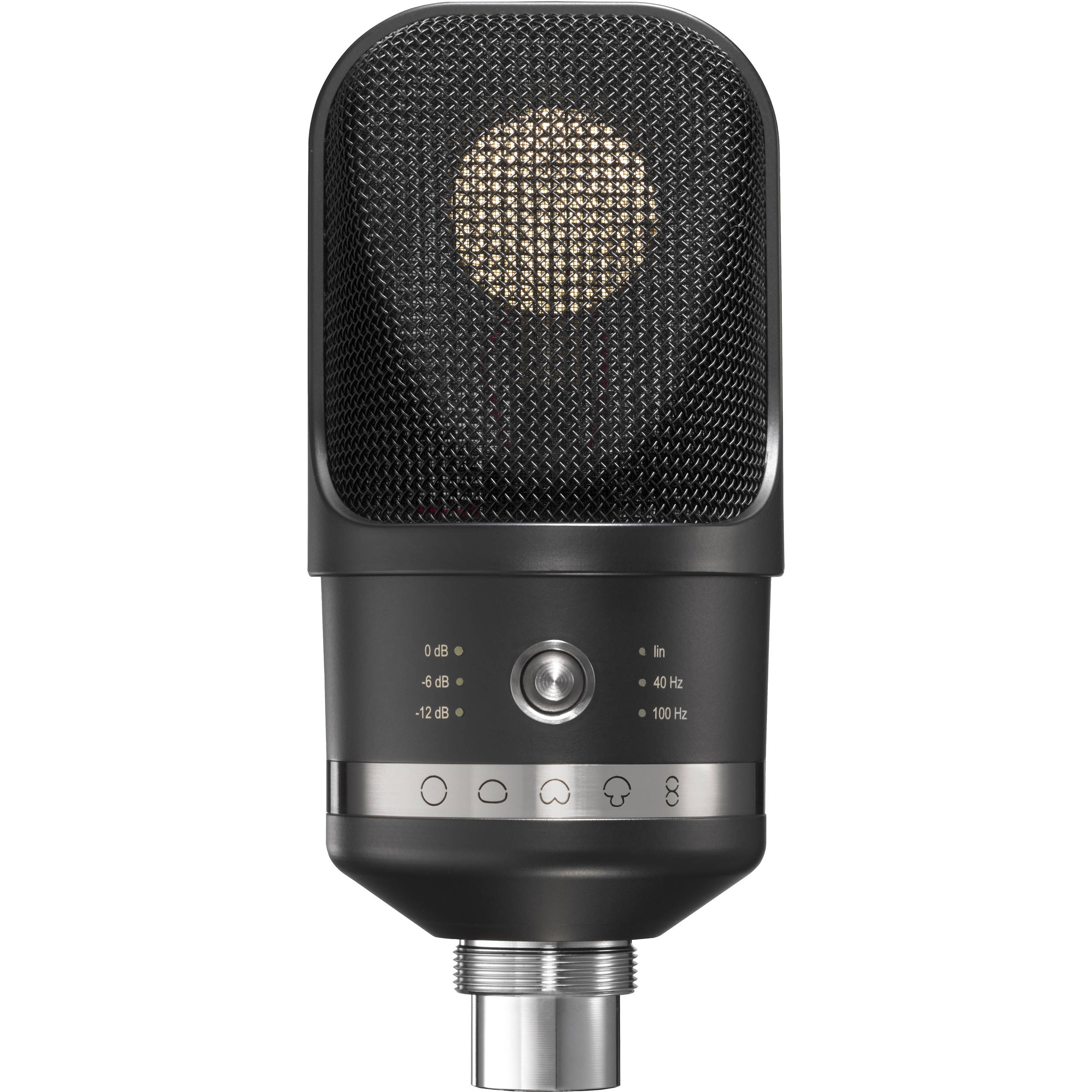 Neumann TLM 107 studio condenser microphone with shock mount and pop filter for professional recording setups.