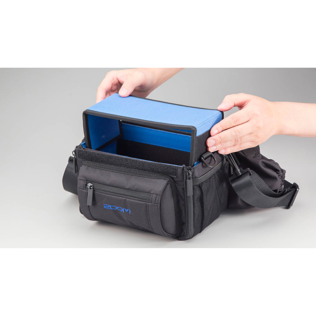 Zoom PCF-8n microphone bag and case, black protective storage for Zoom microphones, durable and compact for travel and storage.