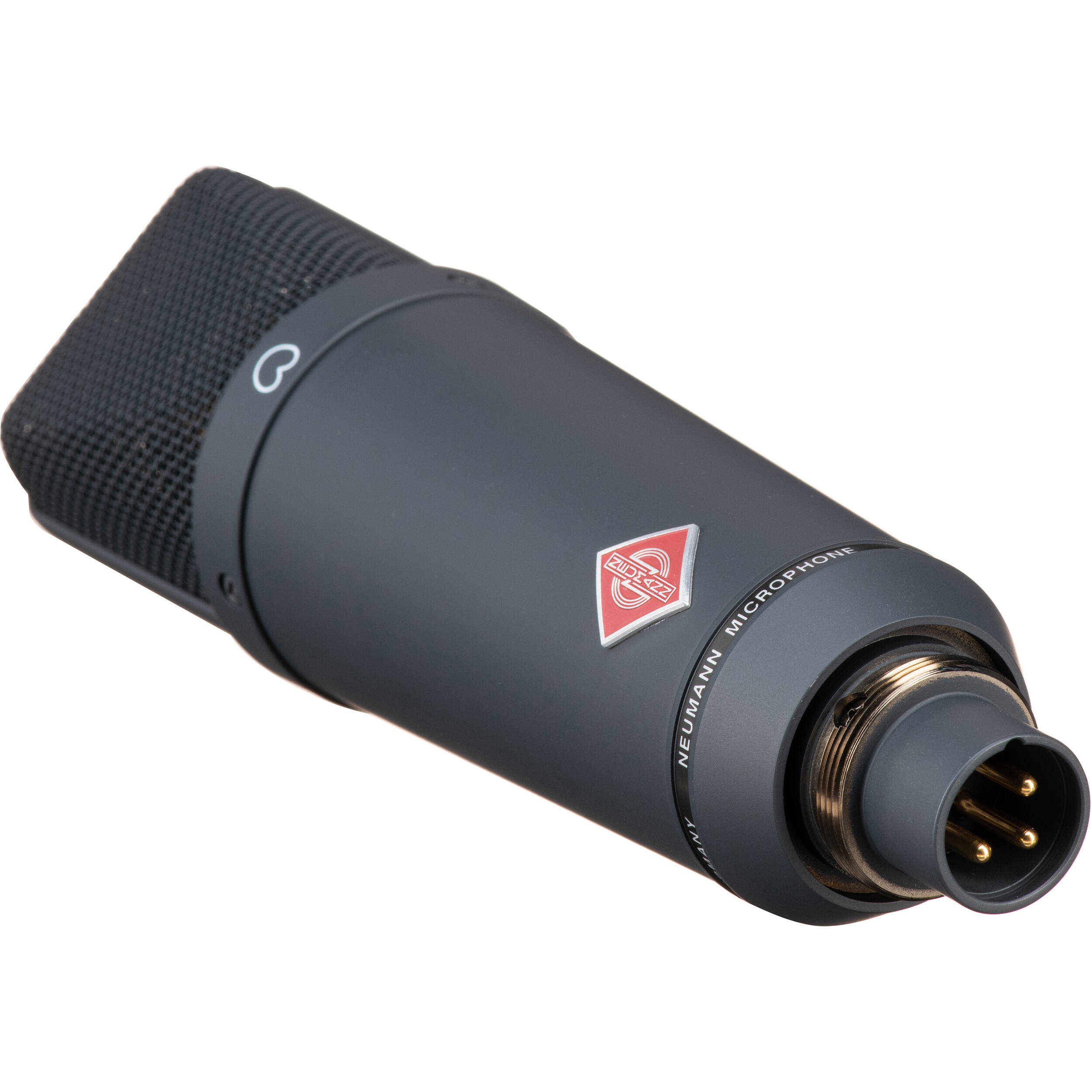 Neumann TLM 193 condenser microphone with metal grille and professional audio equipment design for studio recording.
