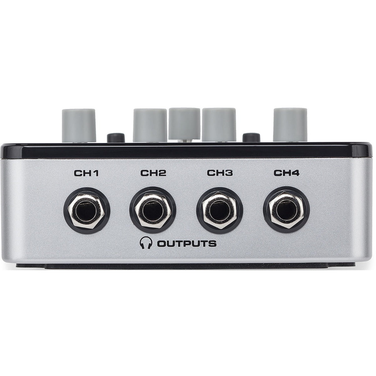 Samson QH4 headphone preamps with four channels and sleek design, ideal for studio monitoring and headphone distribution.