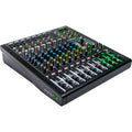 Mackie ProFX12v3 analog mixer with multiple input channels, knobs, and sliders for professional audio mixing.