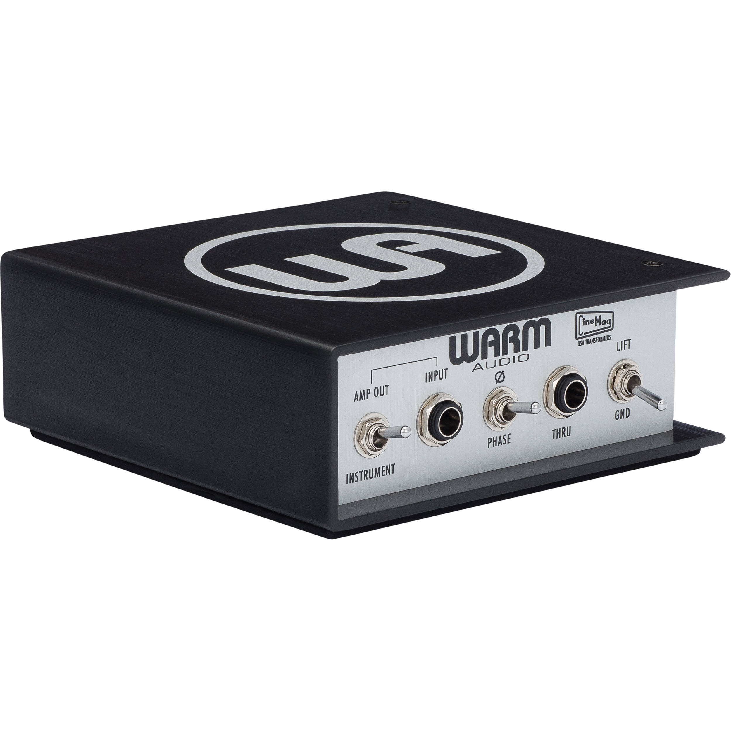 Warm Audio WA-DI-P DI box for instrument connection, featuring rugged build and professional audio interface, shown in the image.