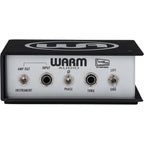 Warm Audio WA-DI-P DI box with rugged metal enclosure and input/output jacks for professional instrument signal conversion.