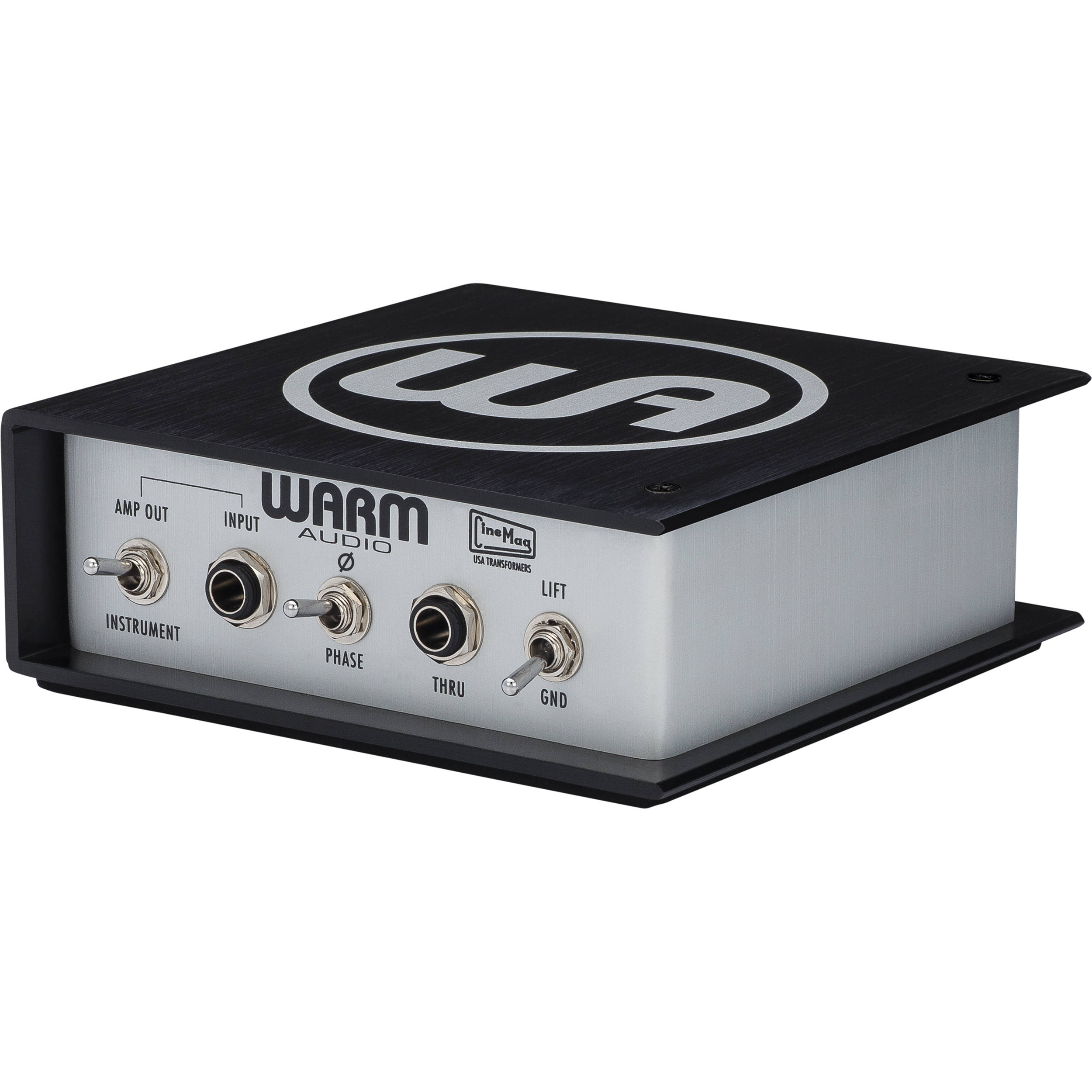 Warm Audio WA-DI-P DI box for musical instruments, featuring professional audio input and output connections.