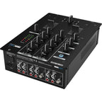 Reloop RMX-10 BT DJ mixer with multiple knobs, faders, and Bluetooth connectivity for professional sound control.