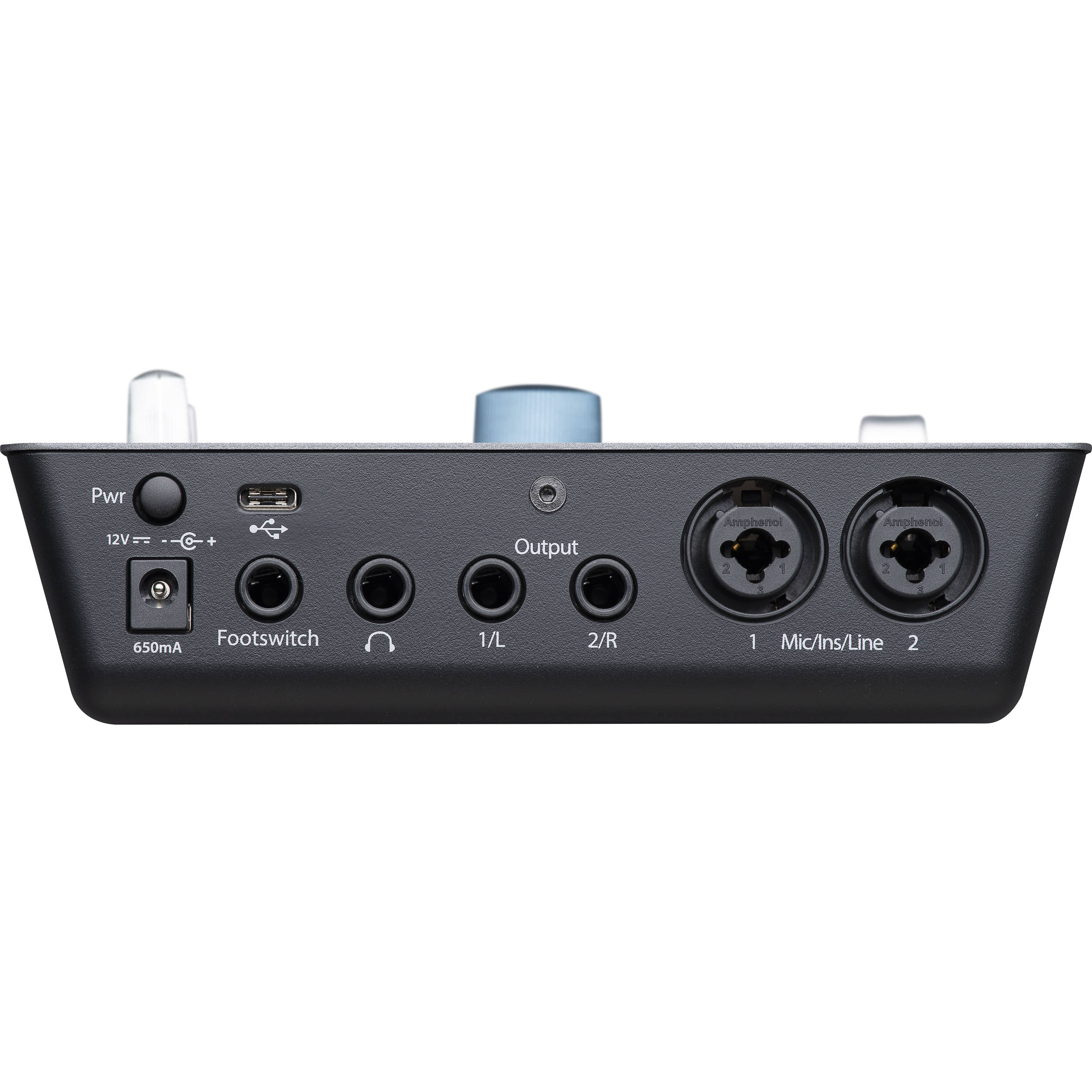 Presonus iOStation 24c DAW controller with audio interface and control knobs on a sleek desktop setup