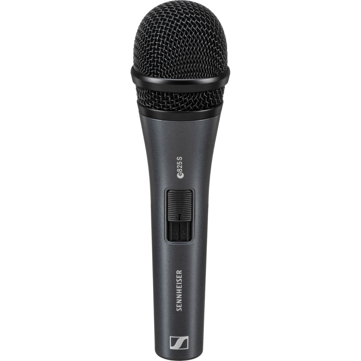 Sennheiser E 825-S dynamic microphone with metal grille and black body, ideal for live vocal performances