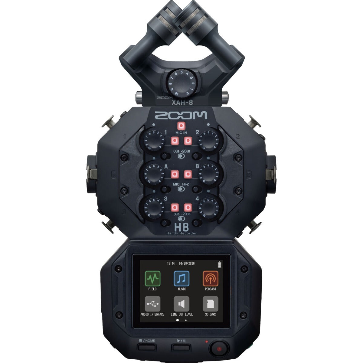 Zoom XAH-8 recorder accessory for Zoom H8, showing the compact audio interface attachment with connection ports.
