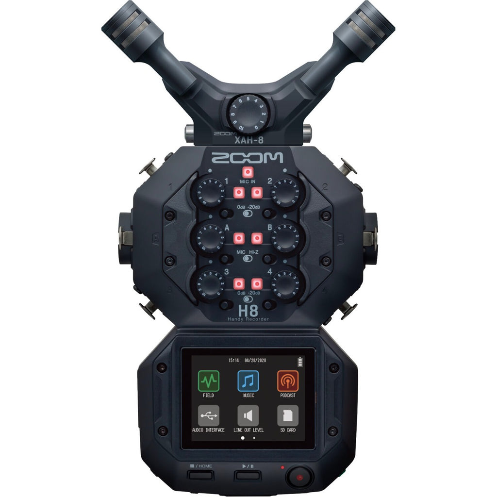 Zoom XAH-8 recorder accessory for Zoom H8, showing a compact audio equipment component with connection ports.