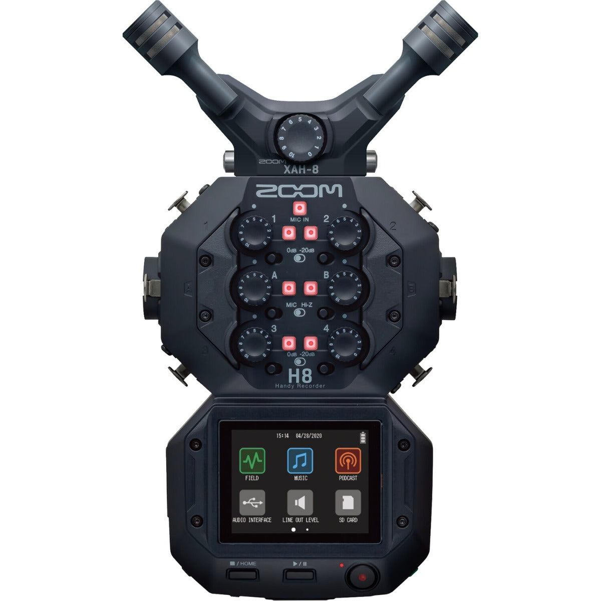 Zoom XAH-8 recorder accessory for Zoom H8, showing a compact audio equipment component with connection ports.