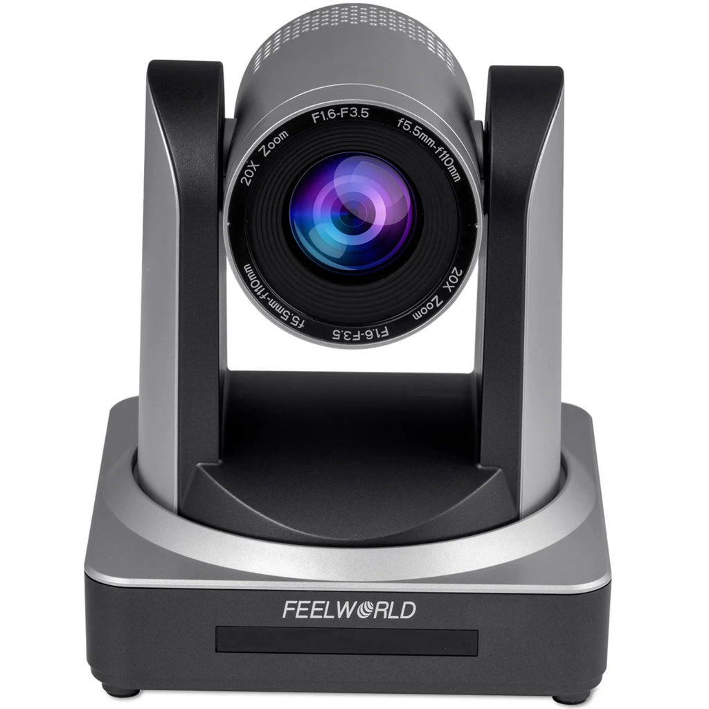 Feelworld PTZ Camera POE20X with 20x optical zoom, streaming PTZ camera featuring SDI and HDMI outputs for professional video.