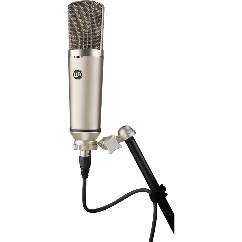 Warm Audio WA-67 condenser microphone with vintage-style body and large diaphragm, ideal for studio recording.