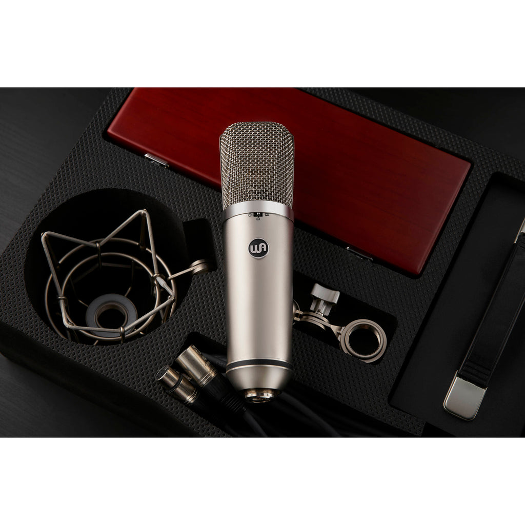 Warm Audio WA-67 condenser microphone with vintage-style design and large diaphragm for studio recording and vocals.