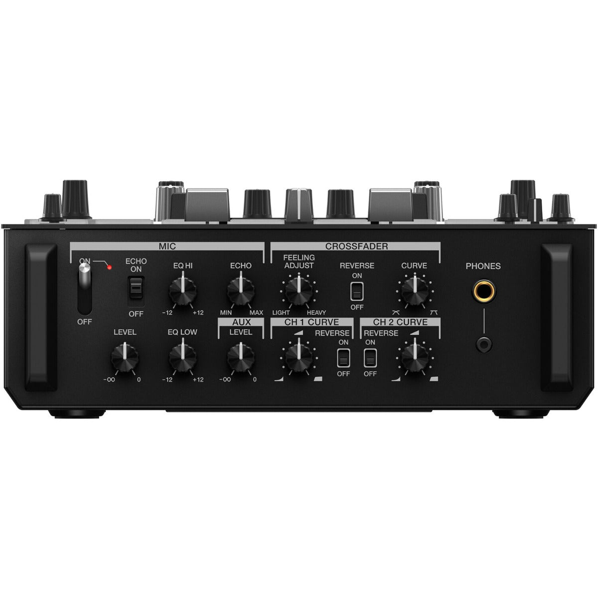 Pioneer DJM-S11 DJ mixer featuring a sleek design with multiple channels and colorful performance pads.