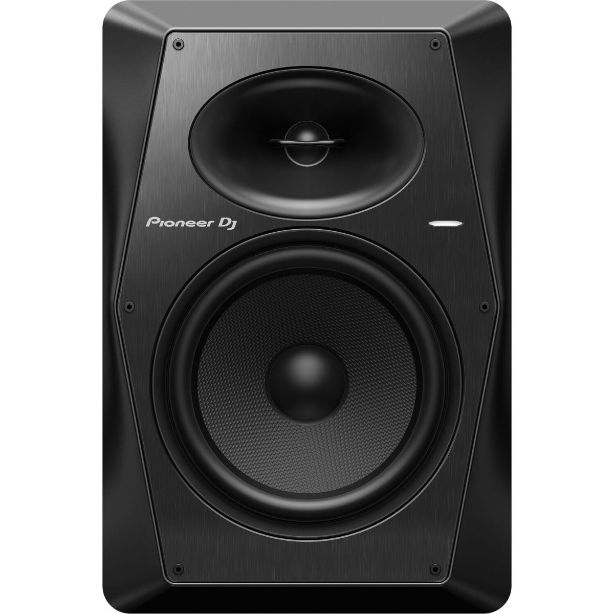 Pioneer DJ VM-80 black active nearfield monitor speaker with front controls and sleek design.