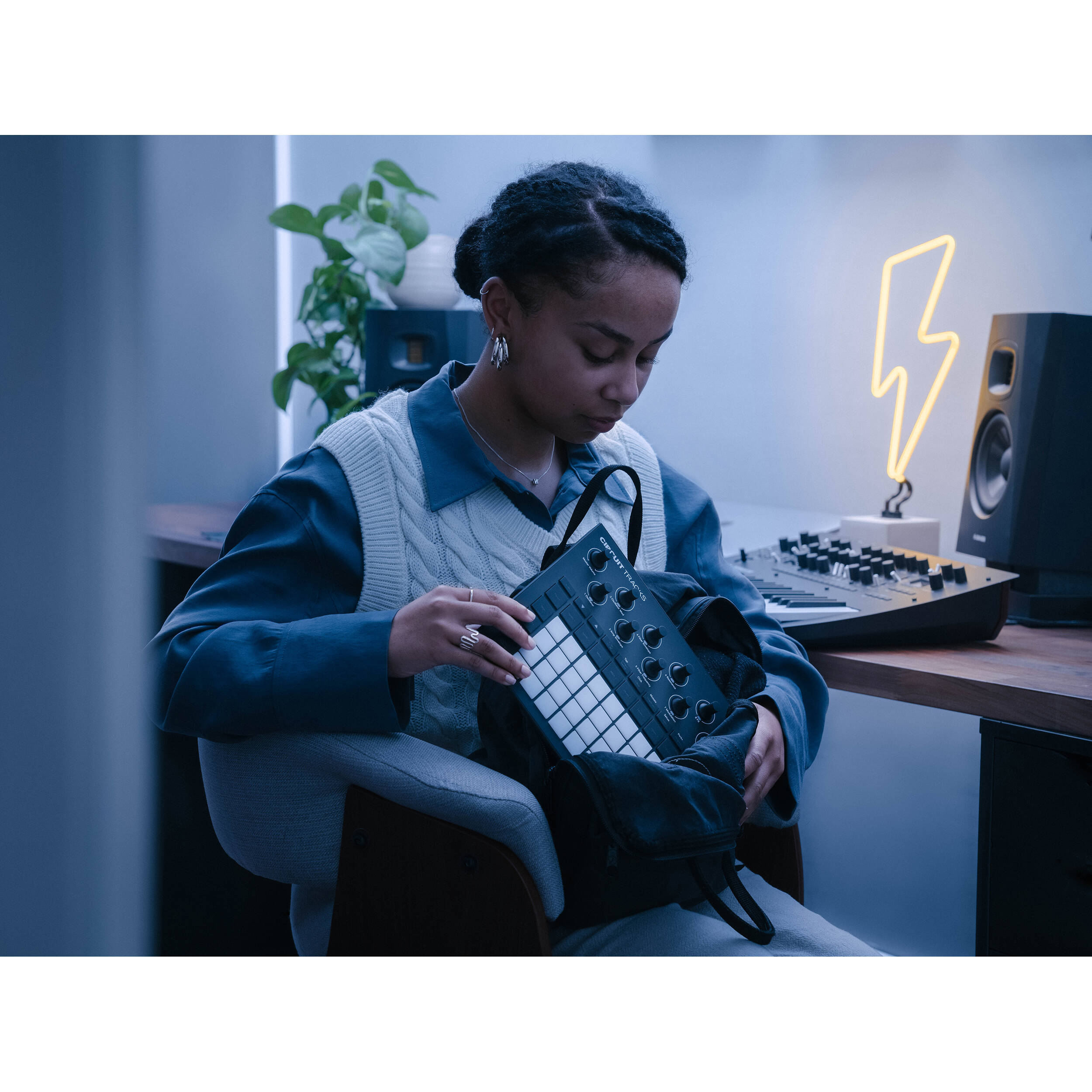 Novation Circuit Tracks sequencer with colorful pads and controls for music production and live performance.