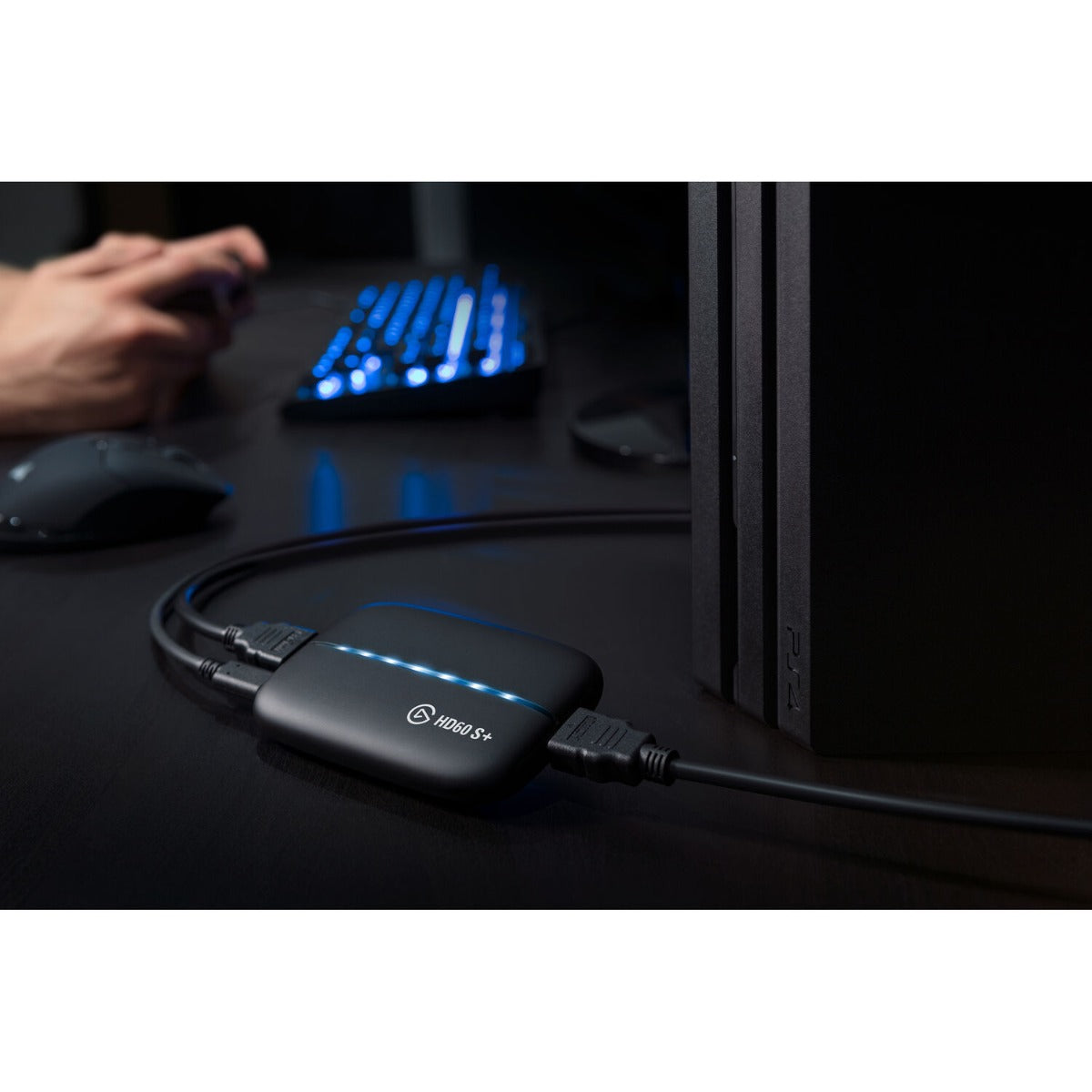 Elgato Game Capture HD60 S+ card reader with sleek design and USB connection for high-quality gaming capture.