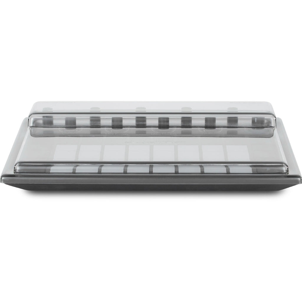 Decksaver cover for Novation Circuit Tracks and Rhythm, clear protective plastic case with precise fit and branding.