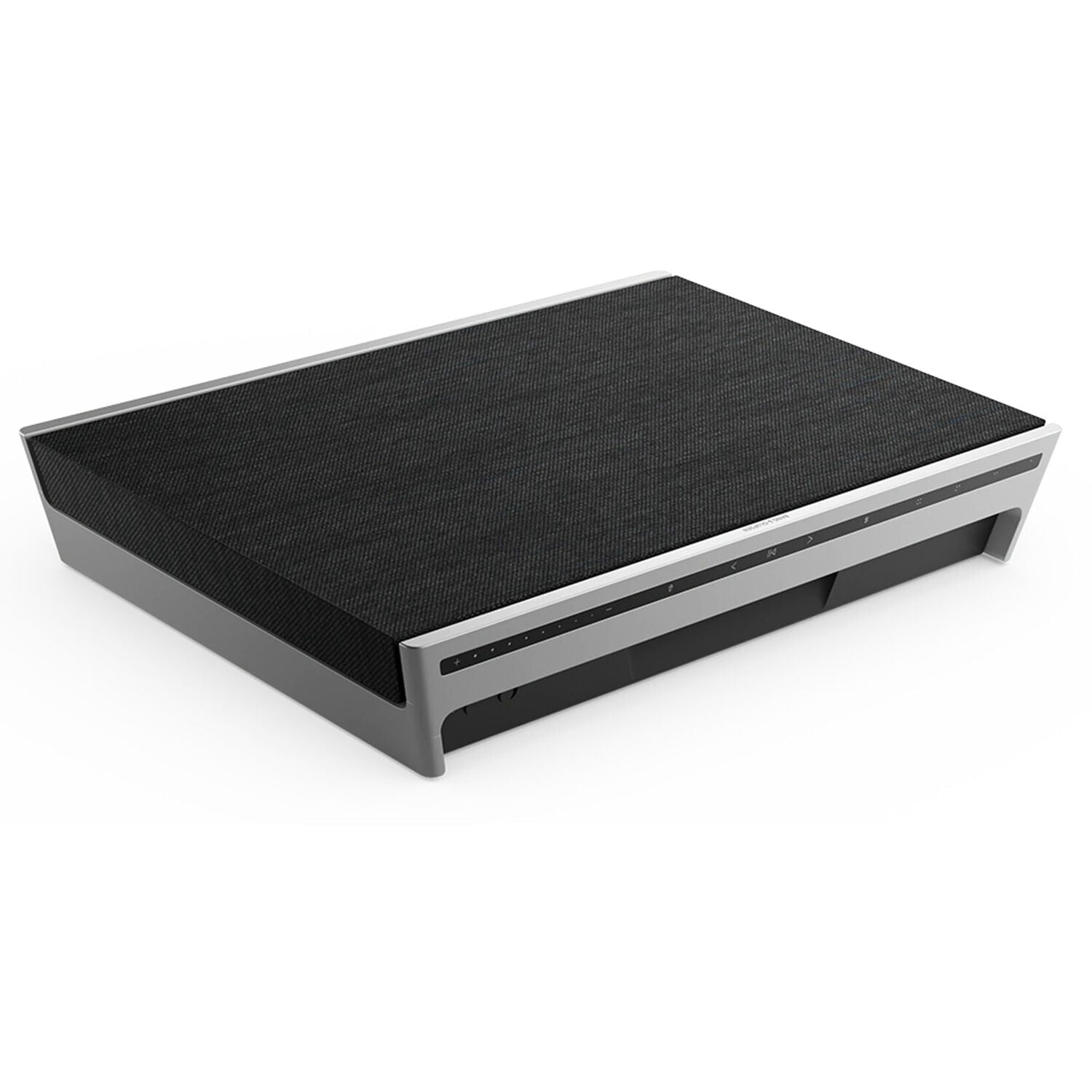 Bang & Olufsen Beosound Level wireless speaker with sleek design and fabric covering, showcasing modern home audio equipment.