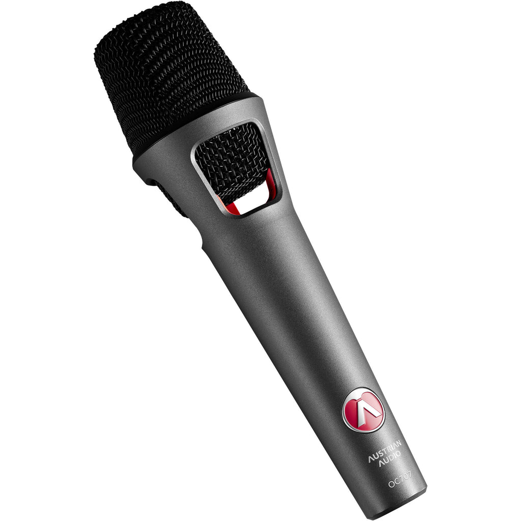 Austrian Audio OD505 dynamic microphone with a black handle and grille, ideal for professional vocal and instrument recording.