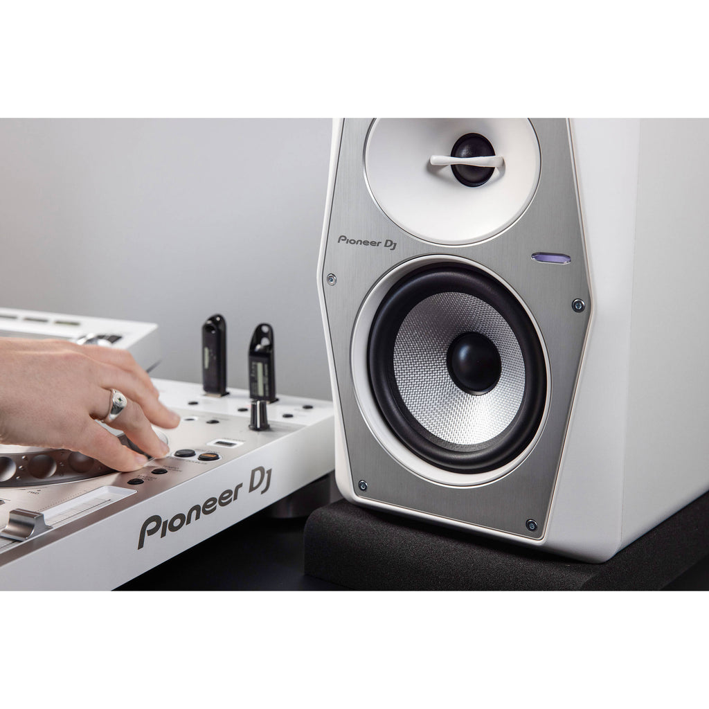Pioneer DJ VM-50 active nearfield monitor speaker with sleek black finish and front-facing controls for studio audio.